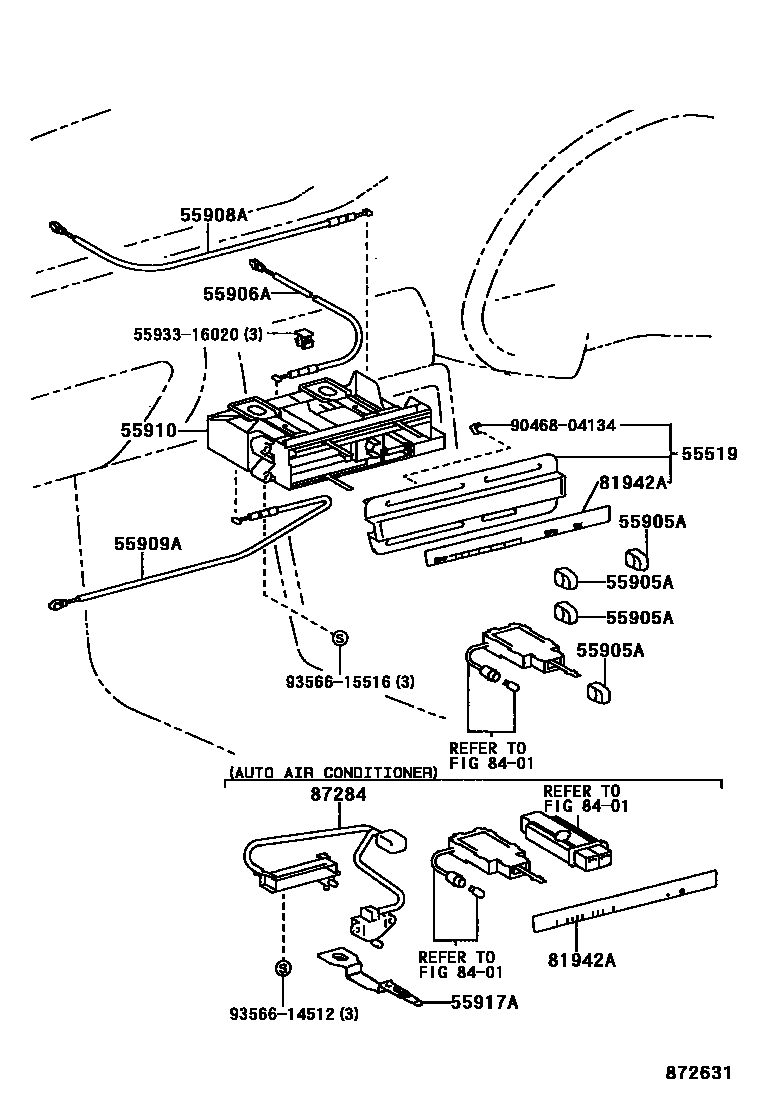 Toyota COROLLA 暖风和空调系统 - 控制器和风管 EPC diagram — 872631