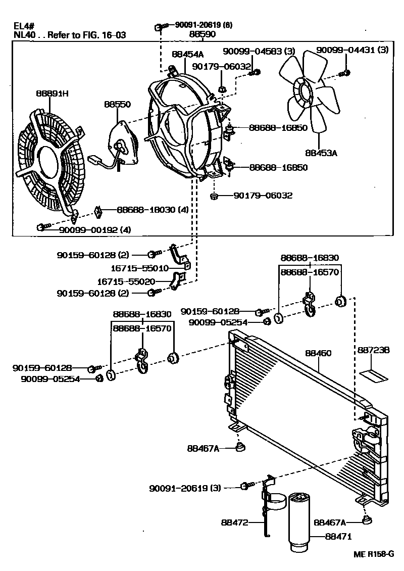 Toyota COROLLA Heating & Air Conditioning - Cooler Piping EPC diagram — MER158G