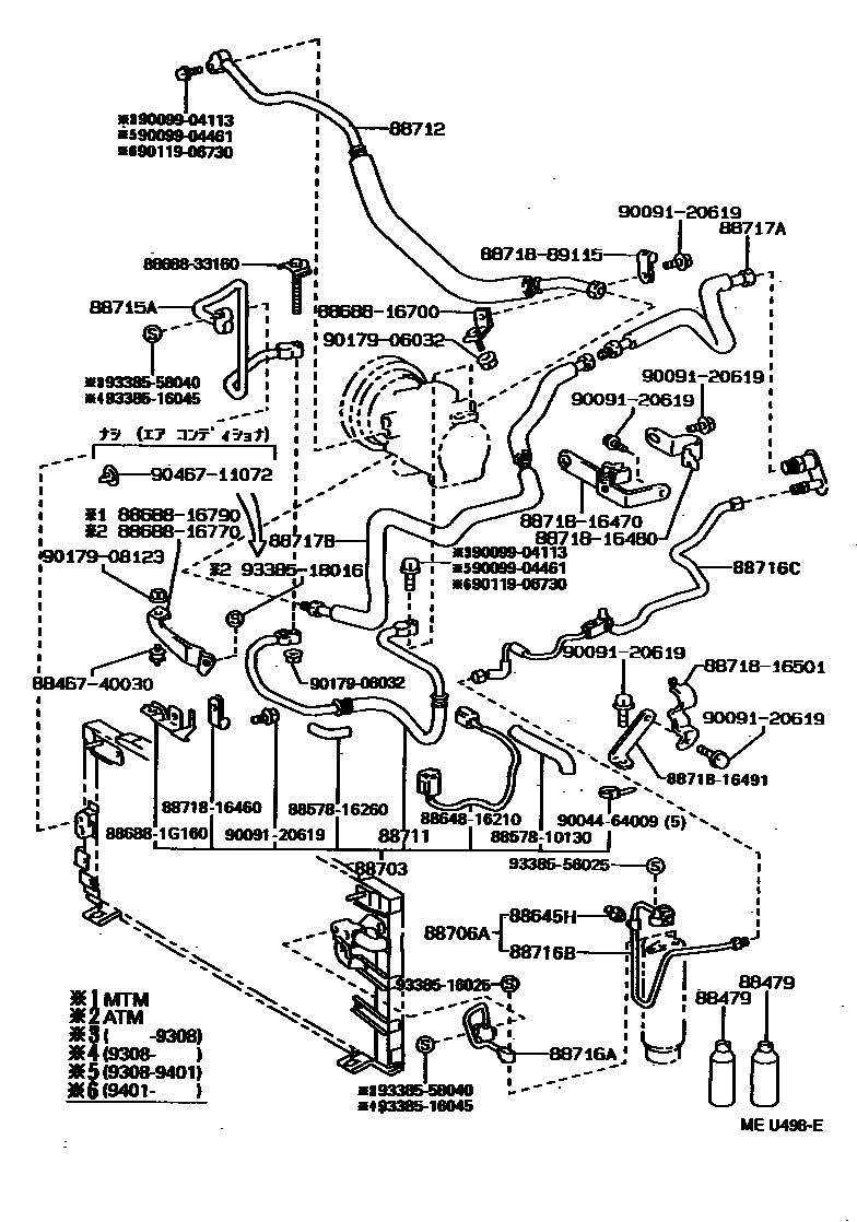 Toyota COROLLA Heating & Air Conditioning - Cooler Piping EPC diagram — MEU498E