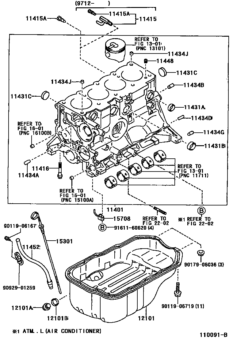 Toyota COROLLA Cylinder Block EPC diagram — 110091C