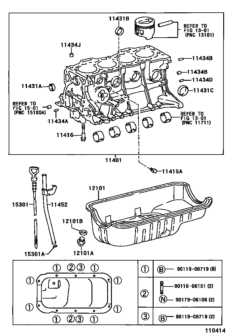 Toyota COROLLA Cylinder Block EPC diagram — 110414