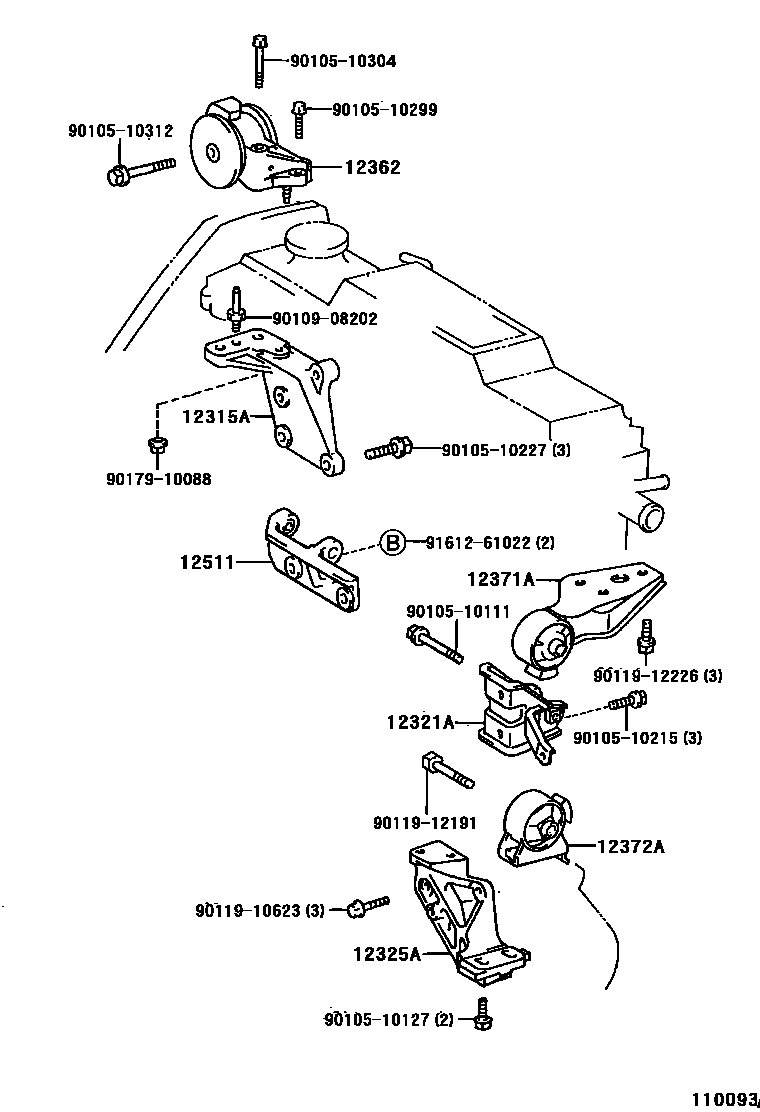 Toyota COROLLA Engine Mounting EPC diagram — 110093A