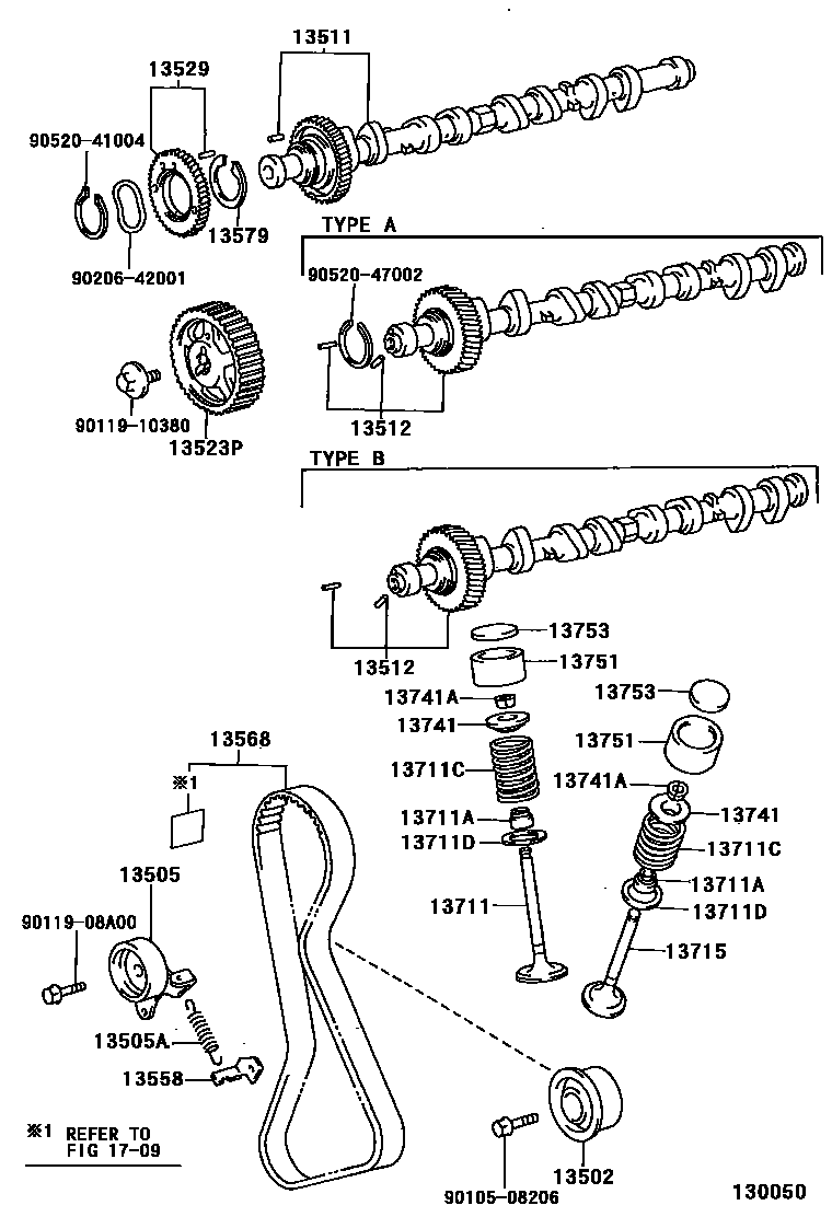 Toyota COROLLA Camshaft & Valve EPC diagram — 130050