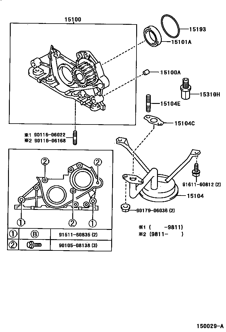 Toyota COROLLA Engine Oil Pump EPC diagram — 150029B