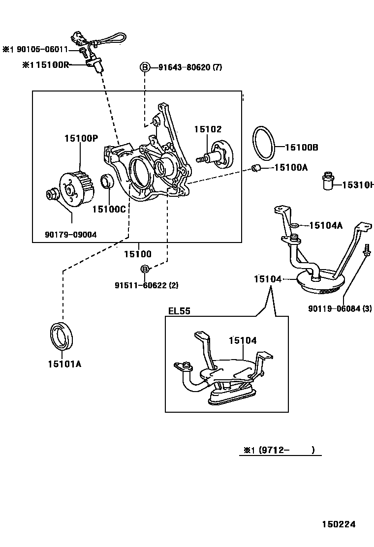 Toyota COROLLA Engine Oil Pump EPC diagram — 150224
