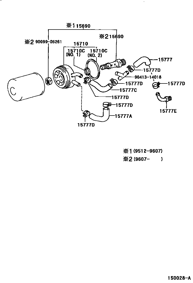 Toyota COROLLA Engine Oil Cooler EPC diagram — 150028A