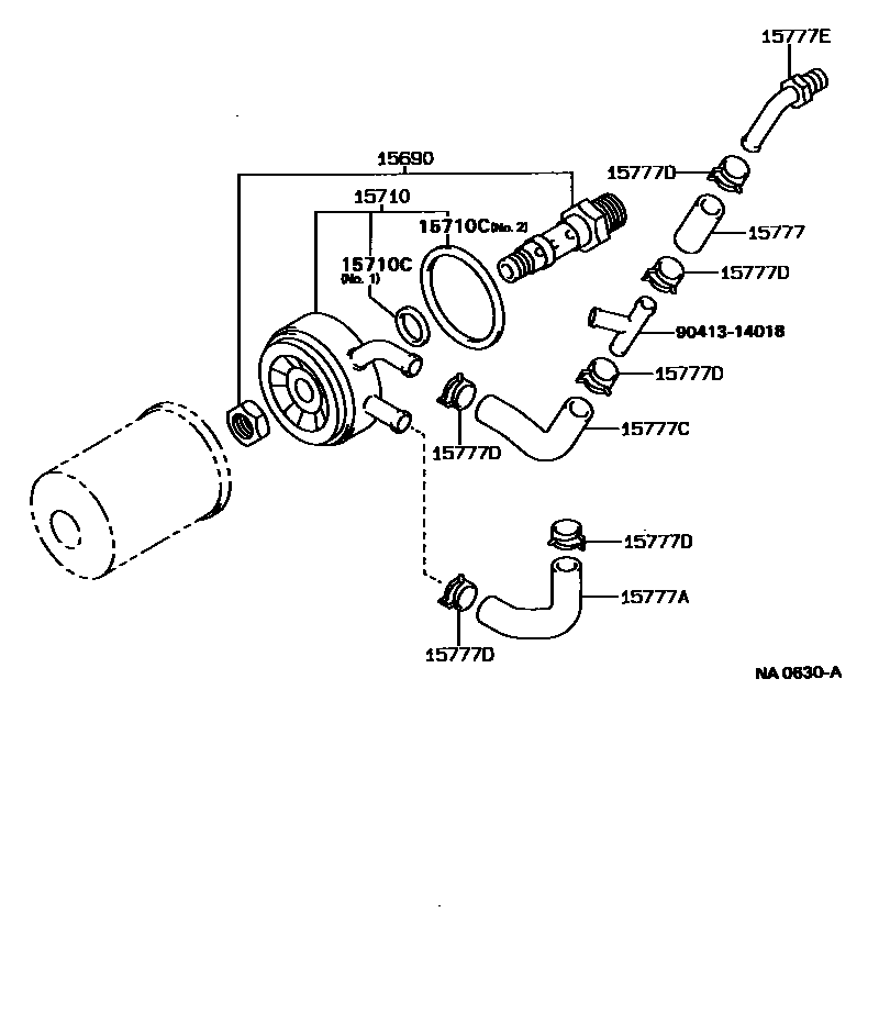 Toyota COROLLA Engine Oil Cooler EPC diagram — NA0630A