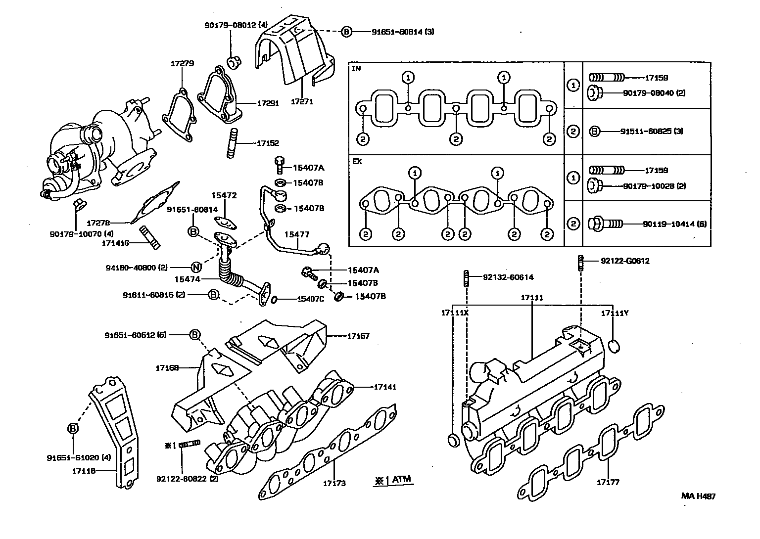 Toyota COROLLA Manifold EPC diagram — MAH487