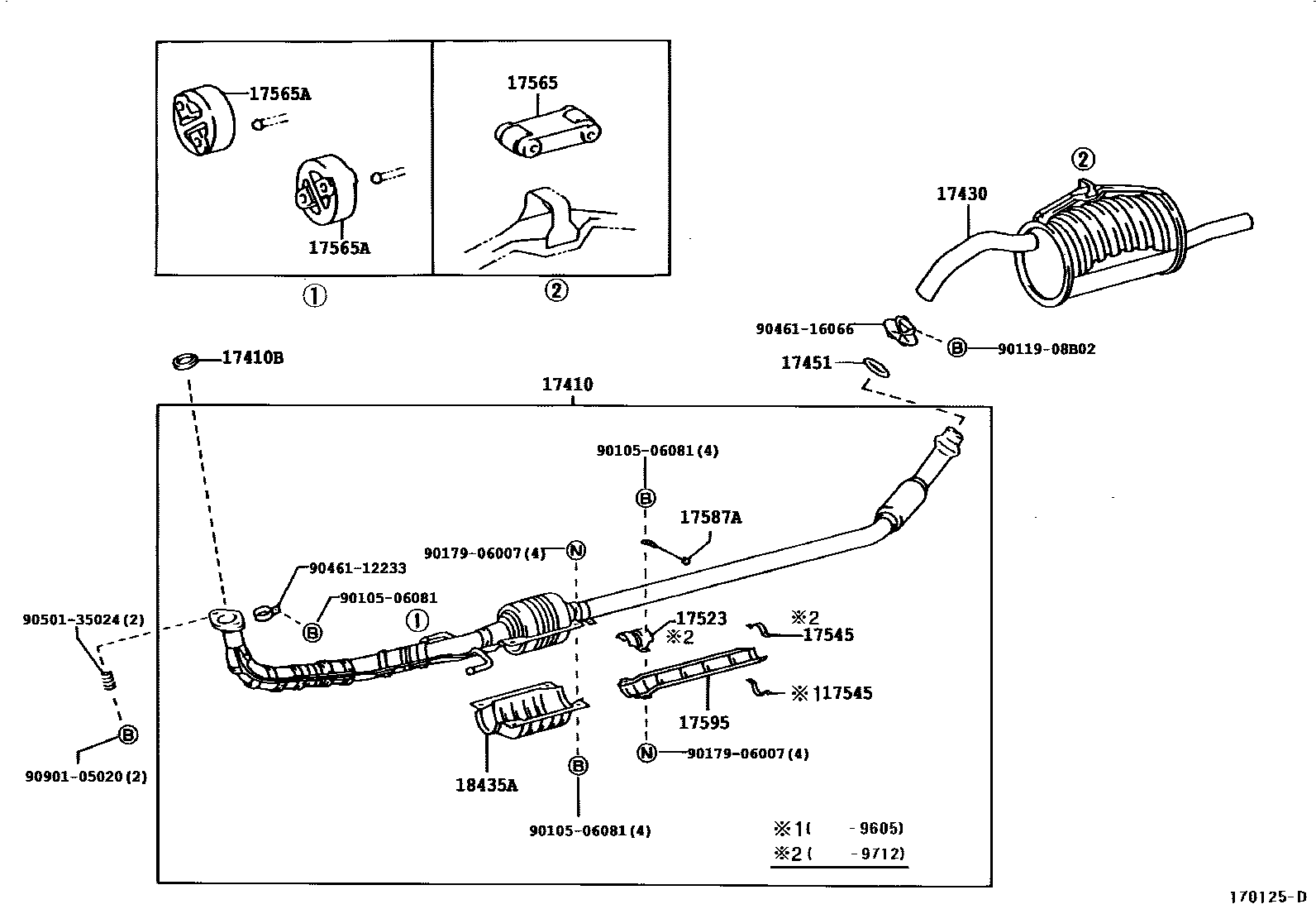 Toyota COROLLA Exhaust Pipe EPC diagram — 170125E