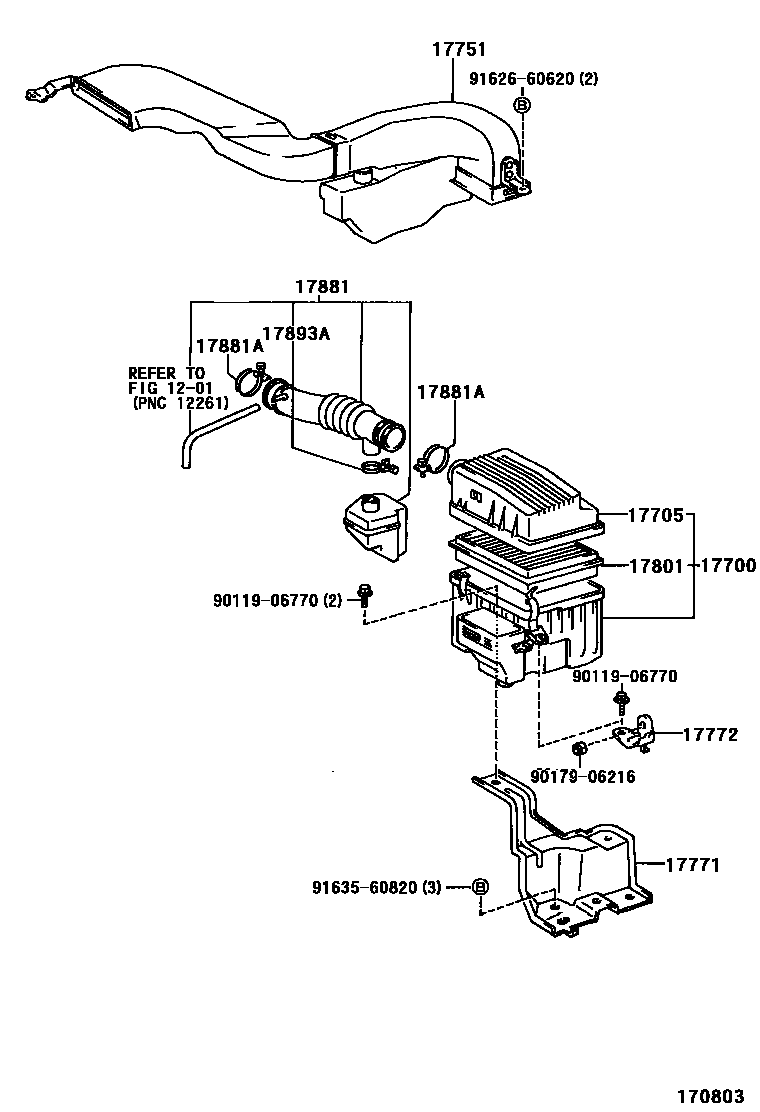 Toyota COROLLA Air Cleaner EPC diagram — 170803