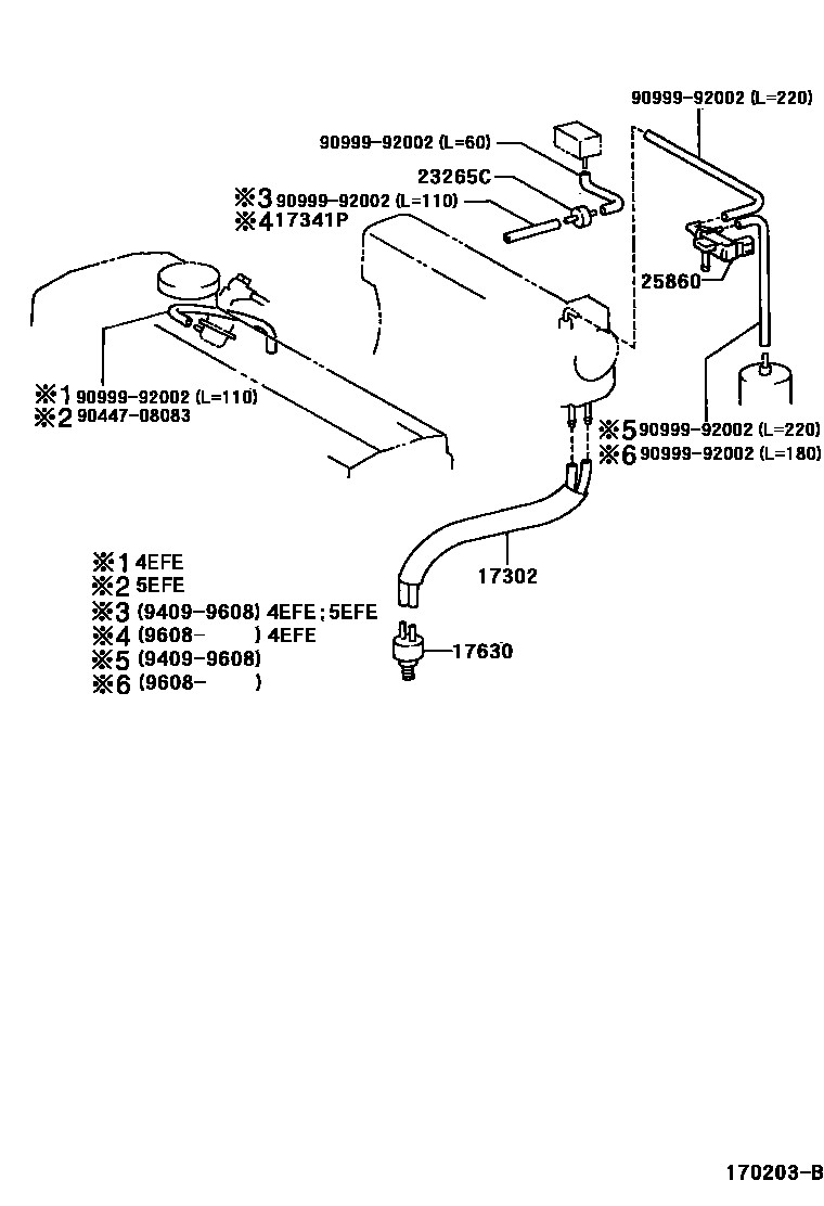 Toyota COROLLA vacuum tube EPC diagram — 170203B