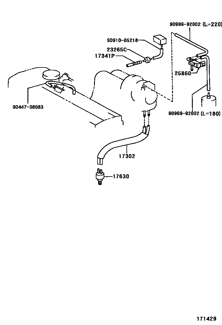 Toyota COROLLA vacuum tube EPC diagram — 171429