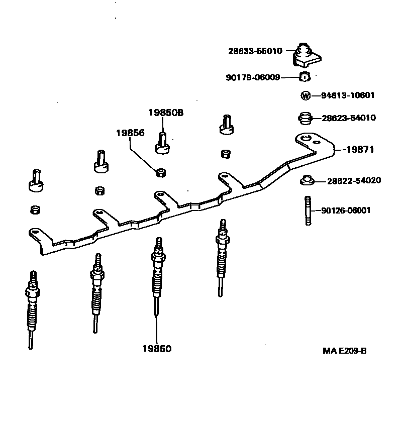 Toyota COROLLA 点火线圈和火花塞 EPC diagram — MAE209B