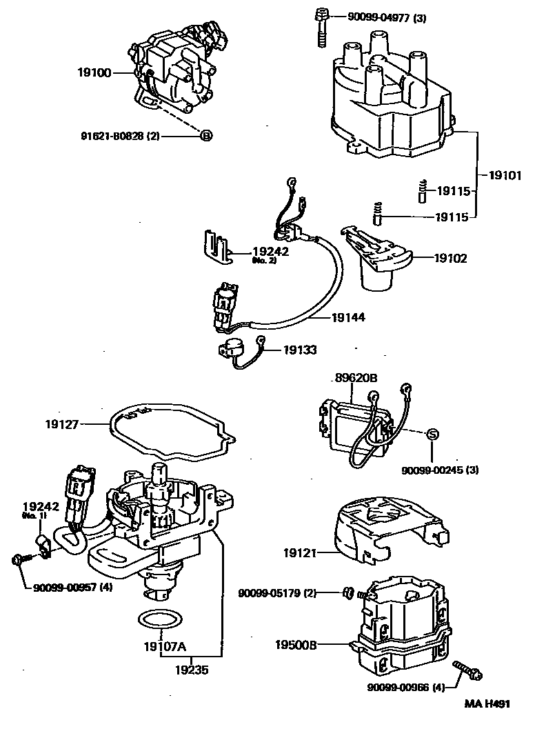 Toyota COROLLA 分电器 EPC diagram — MAH491