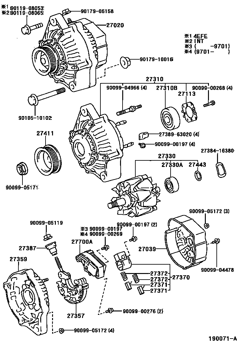 Toyota COROLLA Alternator EPC diagram — 190071A