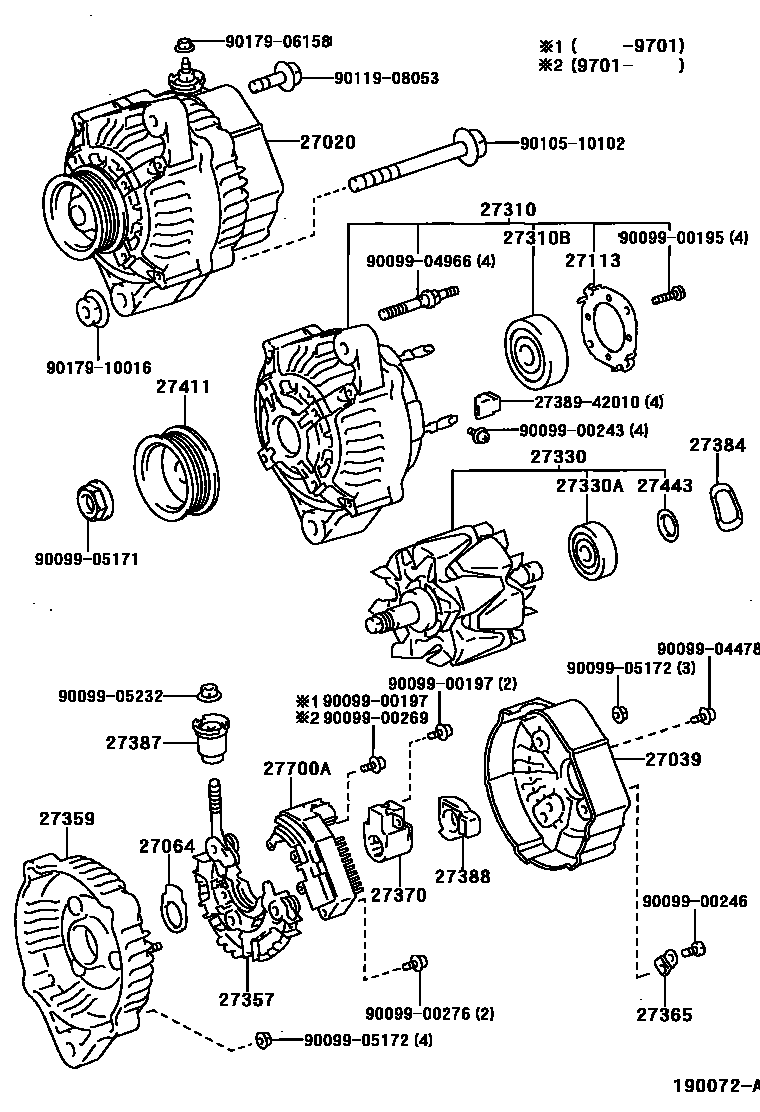 Toyota COROLLA Alternator EPC diagram — 190072A