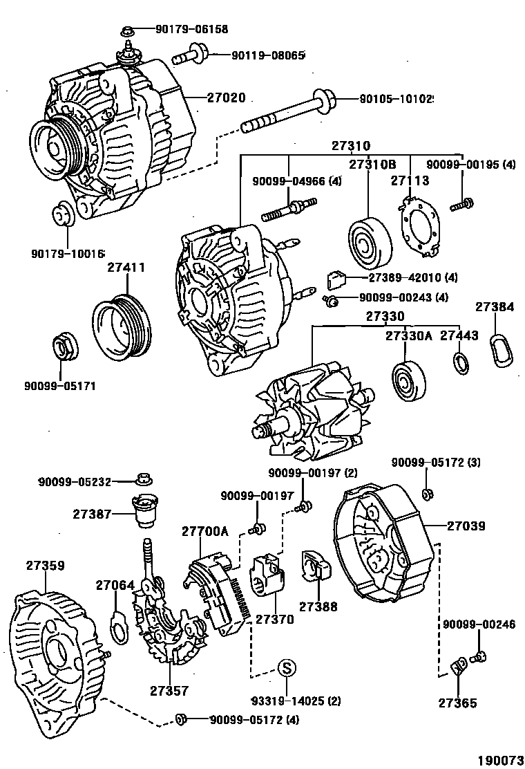 Toyota COROLLA Alternator EPC diagram — 190073