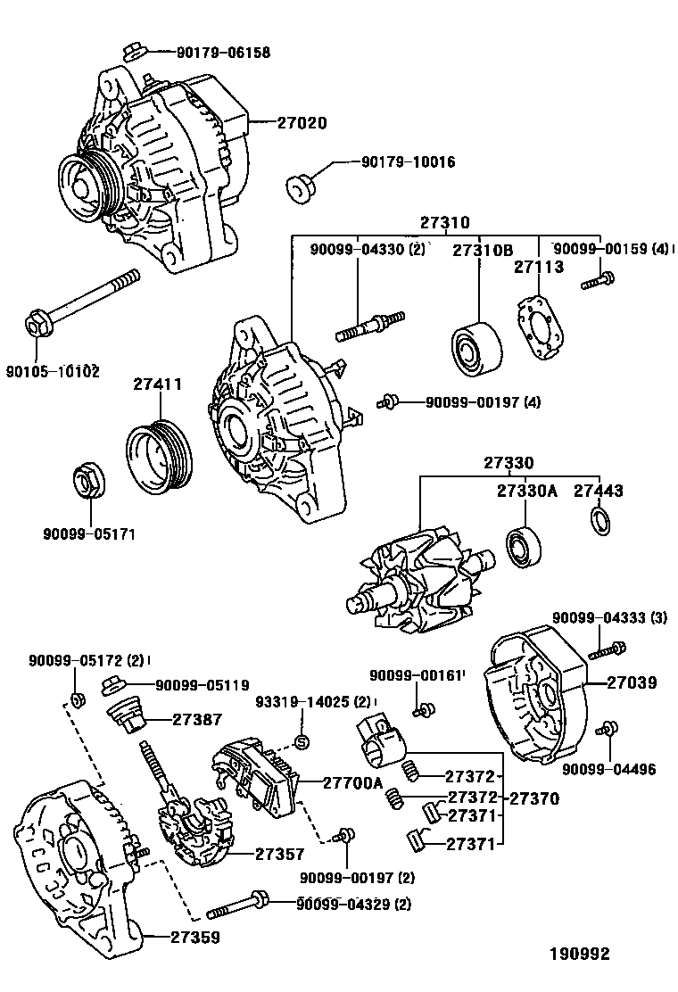 Toyota COROLLA Alternator EPC diagram — 190992