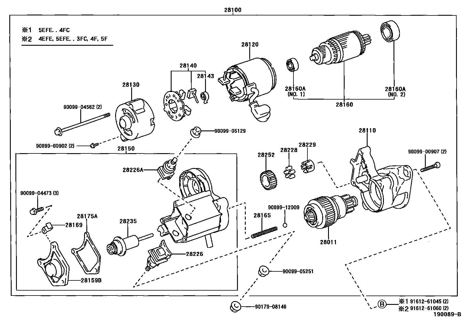 Toyota COROLLA 起动机 EPC diagram — 190089B
