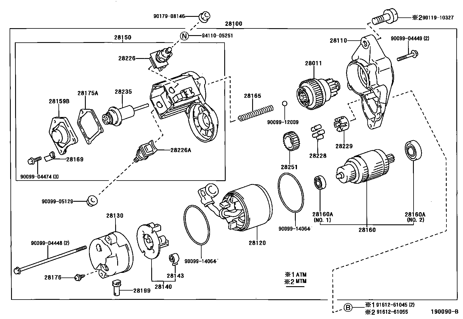 Toyota COROLLA 起动机 EPC diagram — 190090B
