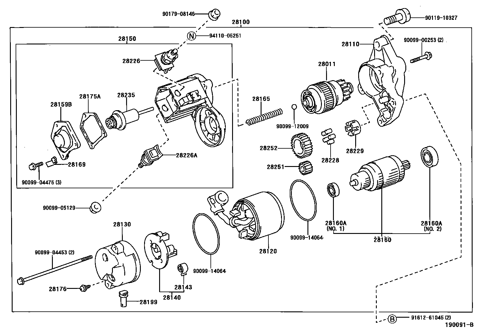 Toyota COROLLA 起动机 EPC diagram — 190091B