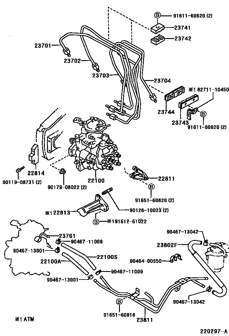 Toyota COROLLA 喷油泵总成 EPC diagram — 220297A