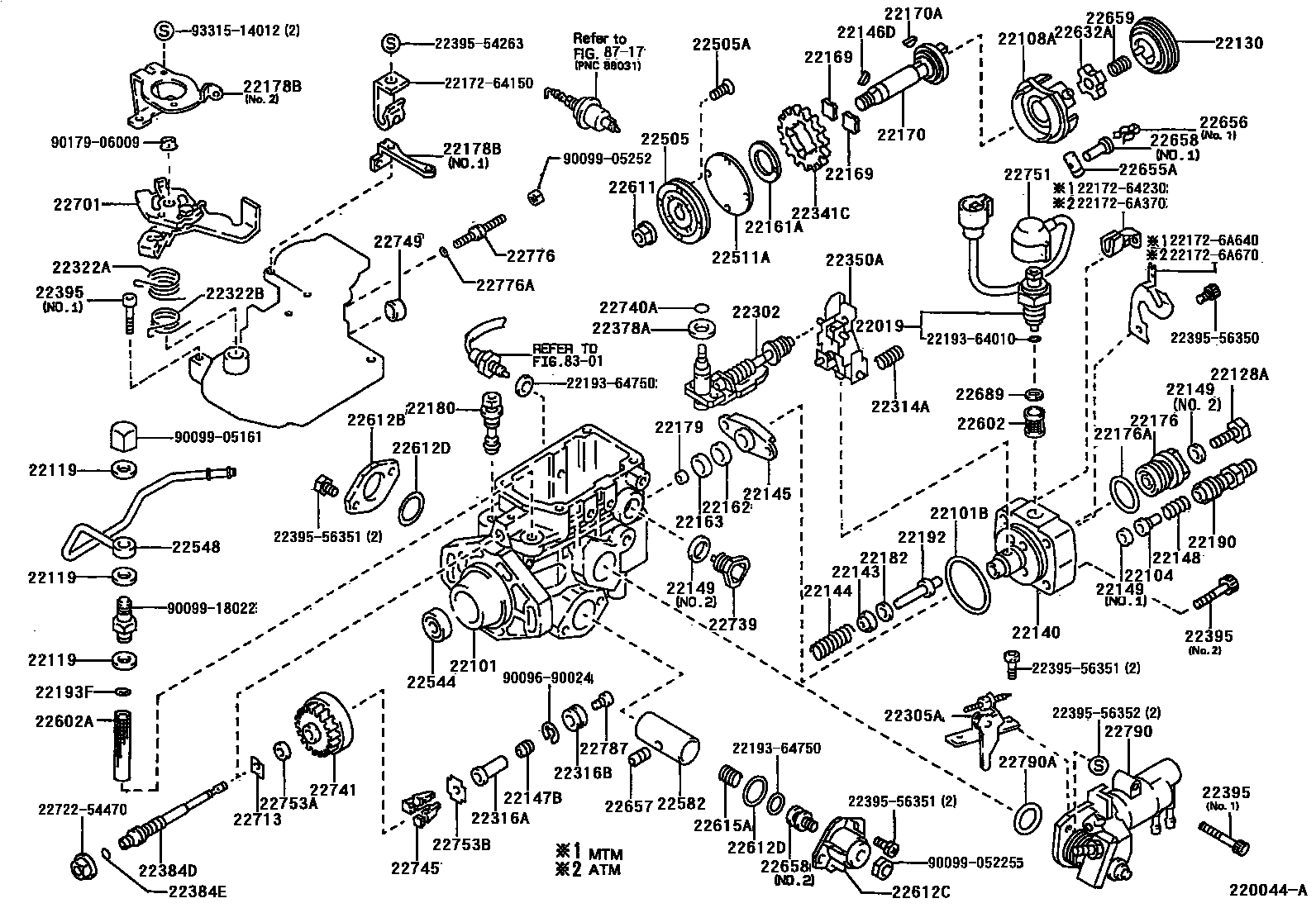 Toyota COROLLA 喷油泵体 EPC diagram — 220044A