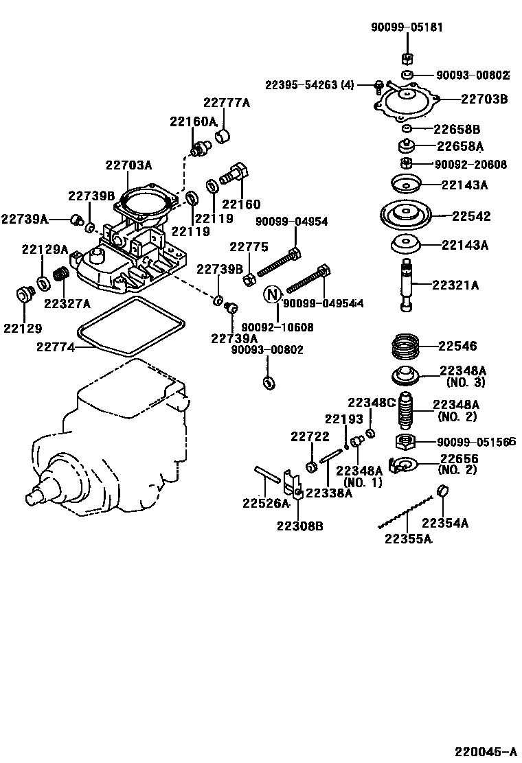 Toyota COROLLA 喷油泵体 EPC diagram — 220045A