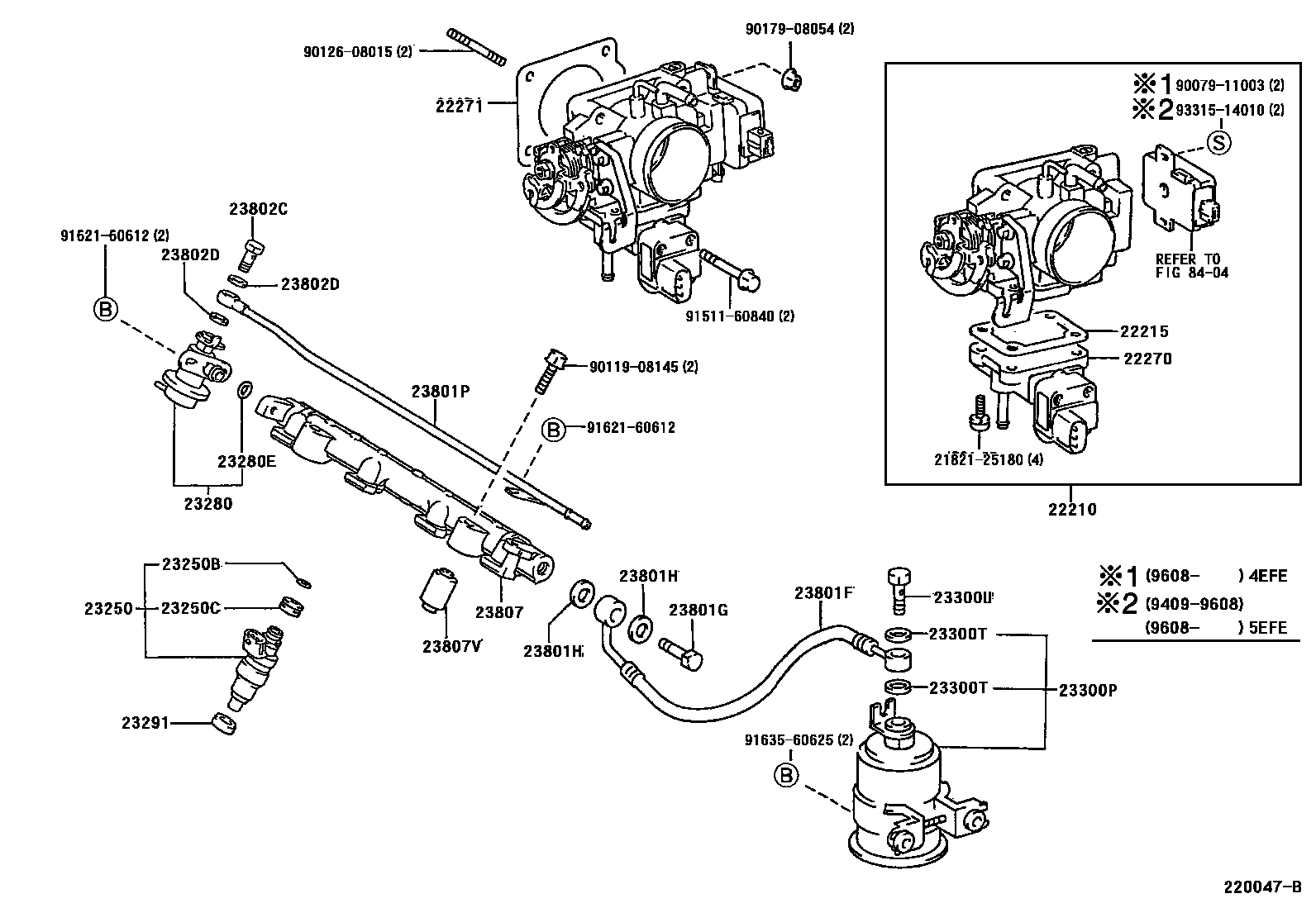 Toyota COROLLA 燃油喷射系统 EPC diagram — 220047B