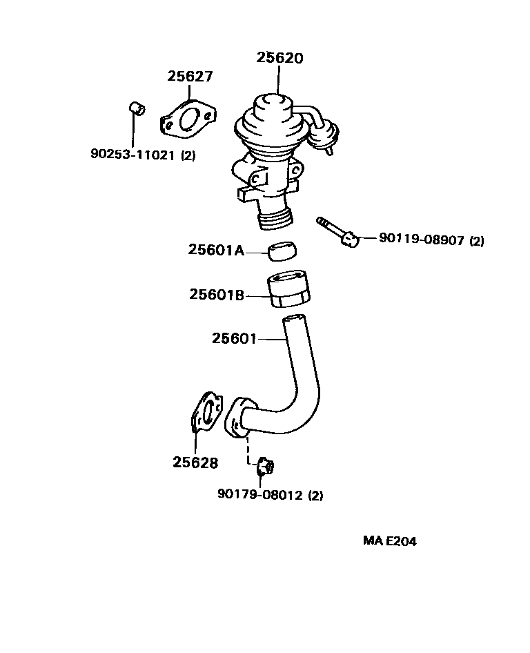 Toyota COROLLA 废气再循环系统 EPC diagram — MAE204