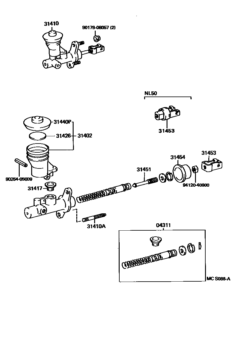 Toyota COROLLA 离合器总泵 EPC diagram — MCS088A