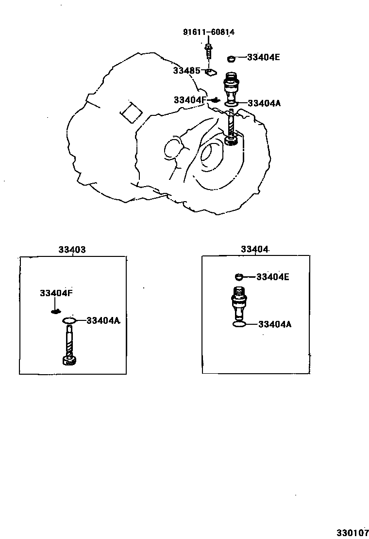 Toyota COROLLA 速度表从动齿轮(MTM) EPC diagram — 330107