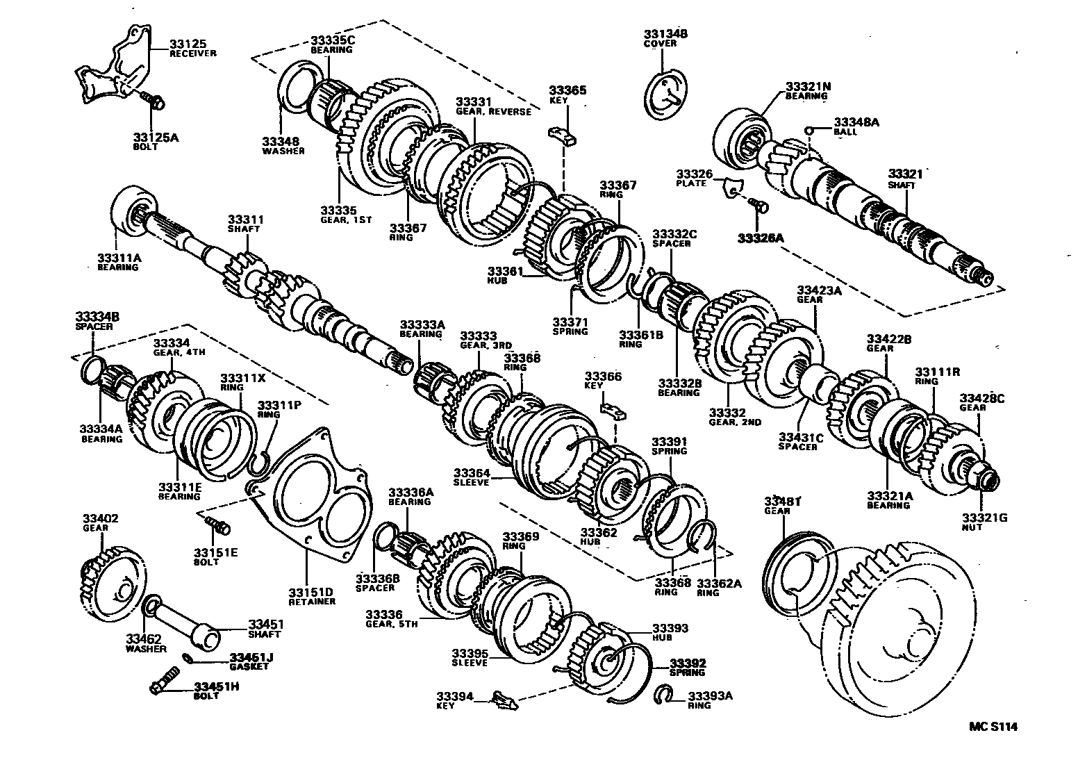 Toyota COROLLA 变速器齿轮(MTM) EPC diagram — MCS114