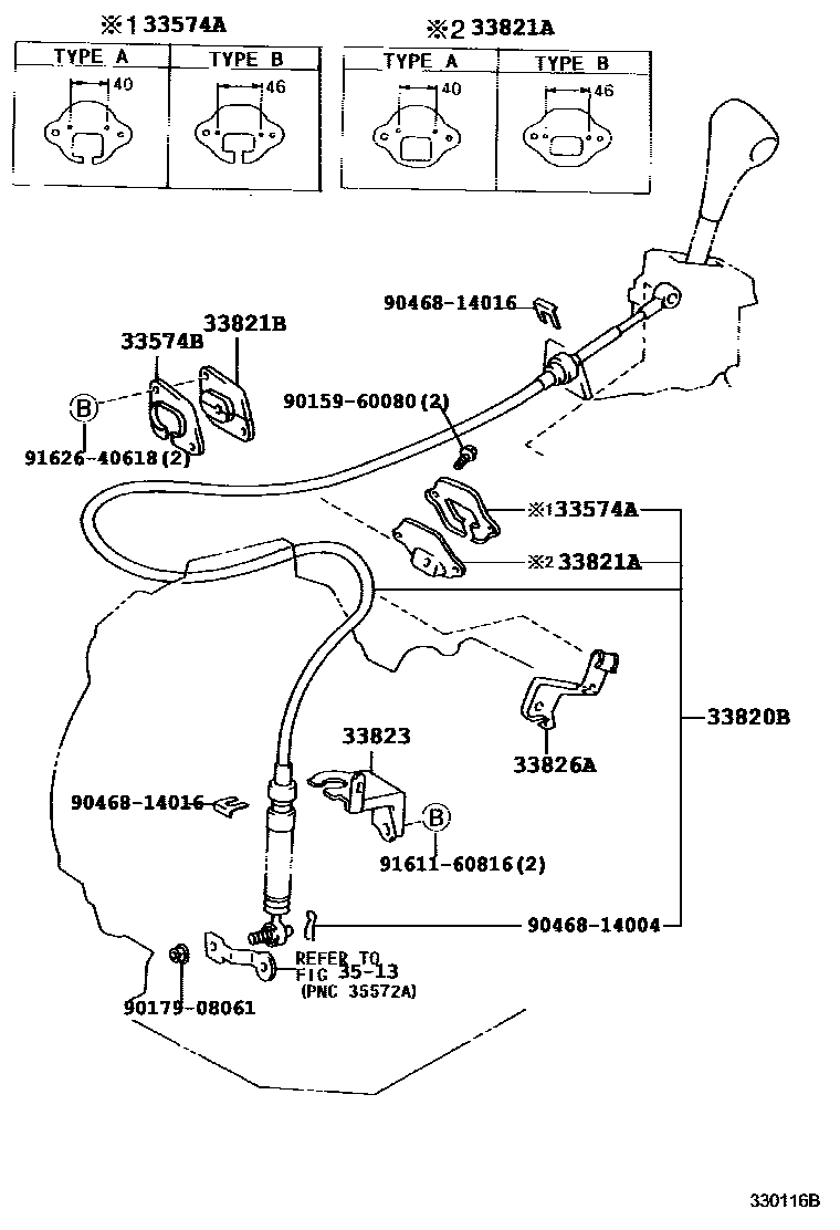Toyota COROLLA Shift Lever & Retainer EPC diagram — 330116B