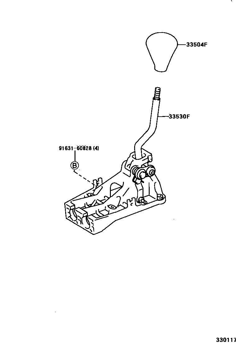 Toyota COROLLA Shift Lever & Retainer EPC diagram — 330117