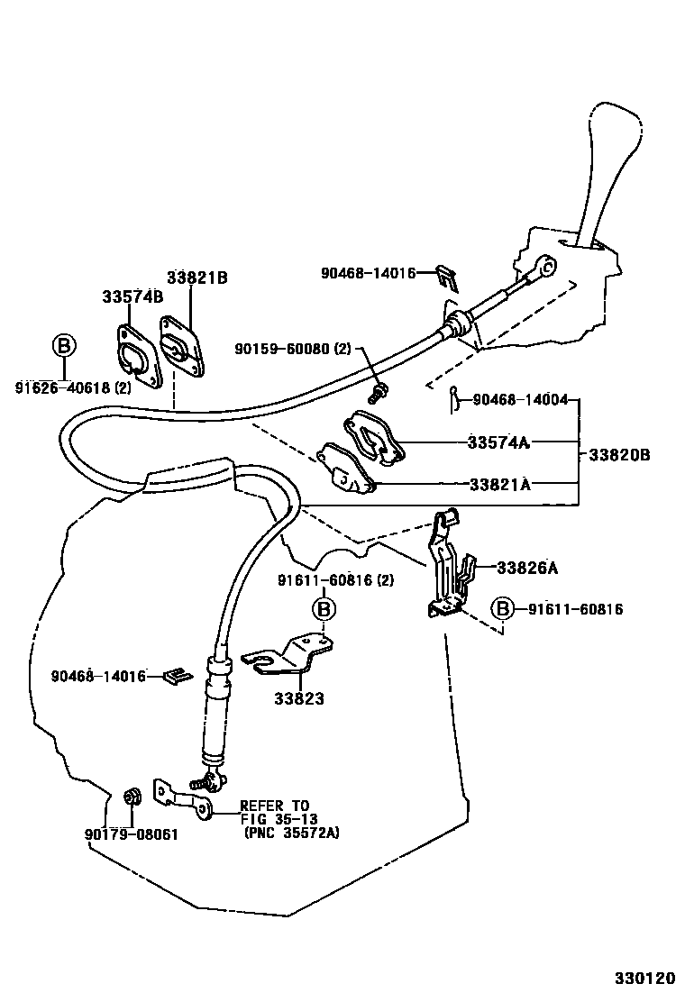 Toyota COROLLA Shift Lever & Retainer EPC diagram — 330120