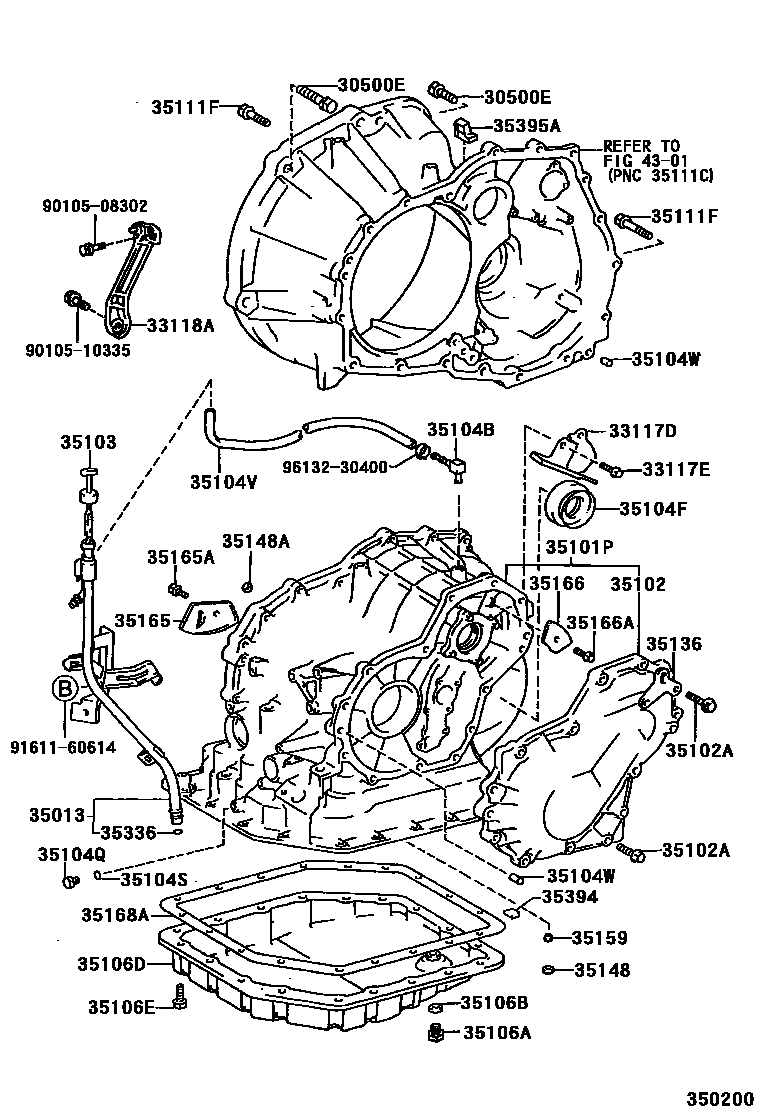 Toyota COROLLA 变速器壳和油底壳(ATM) EPC diagram — 350200