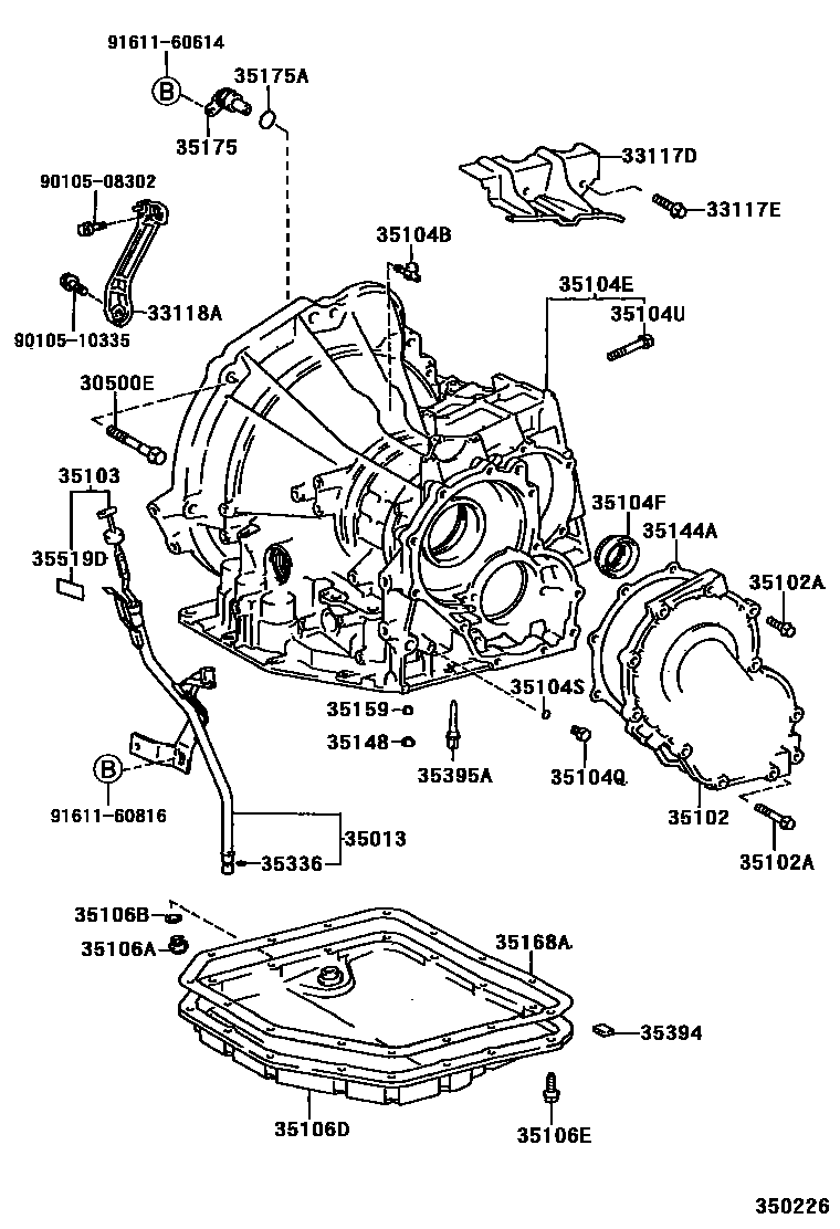 Toyota COROLLA 变速器壳和油底壳(ATM) EPC diagram — 350226