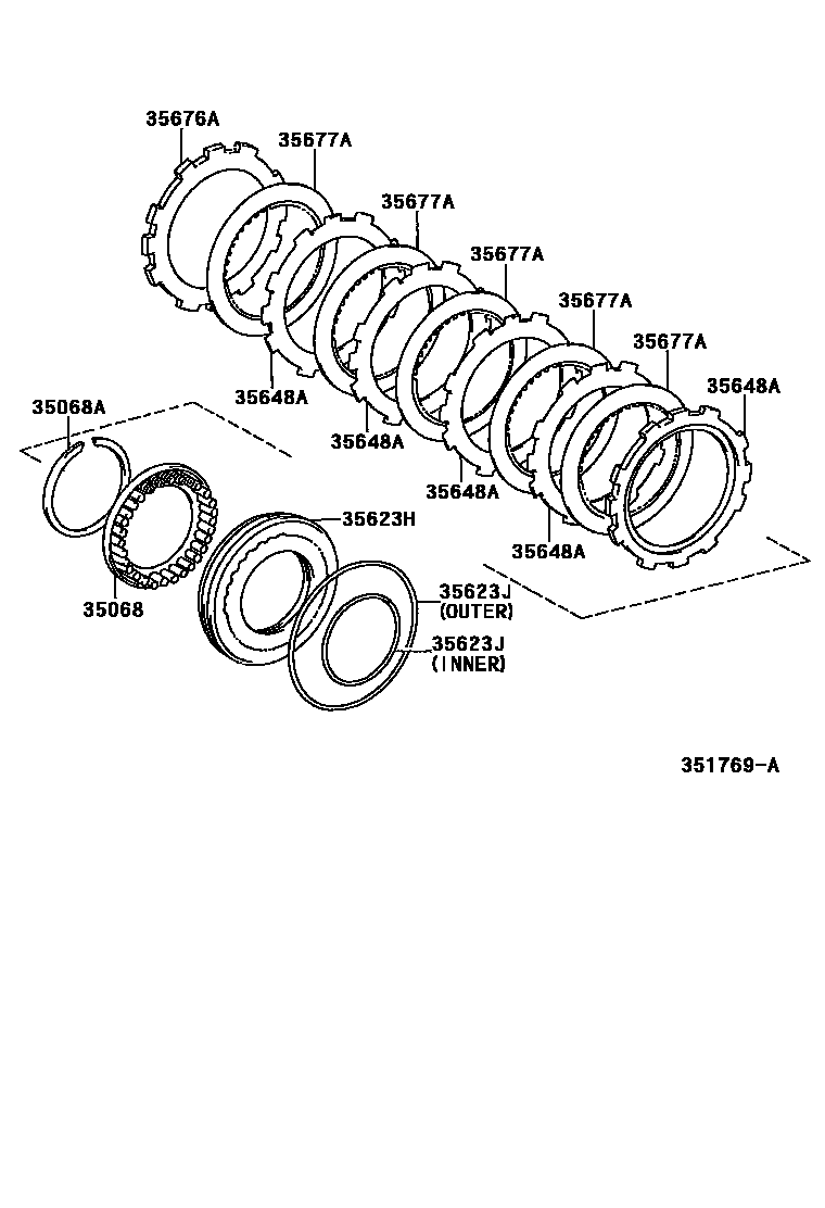 Toyota COROLLA 3号制动器、一档和倒档制动器(ATM) EPC diagram — 351769A