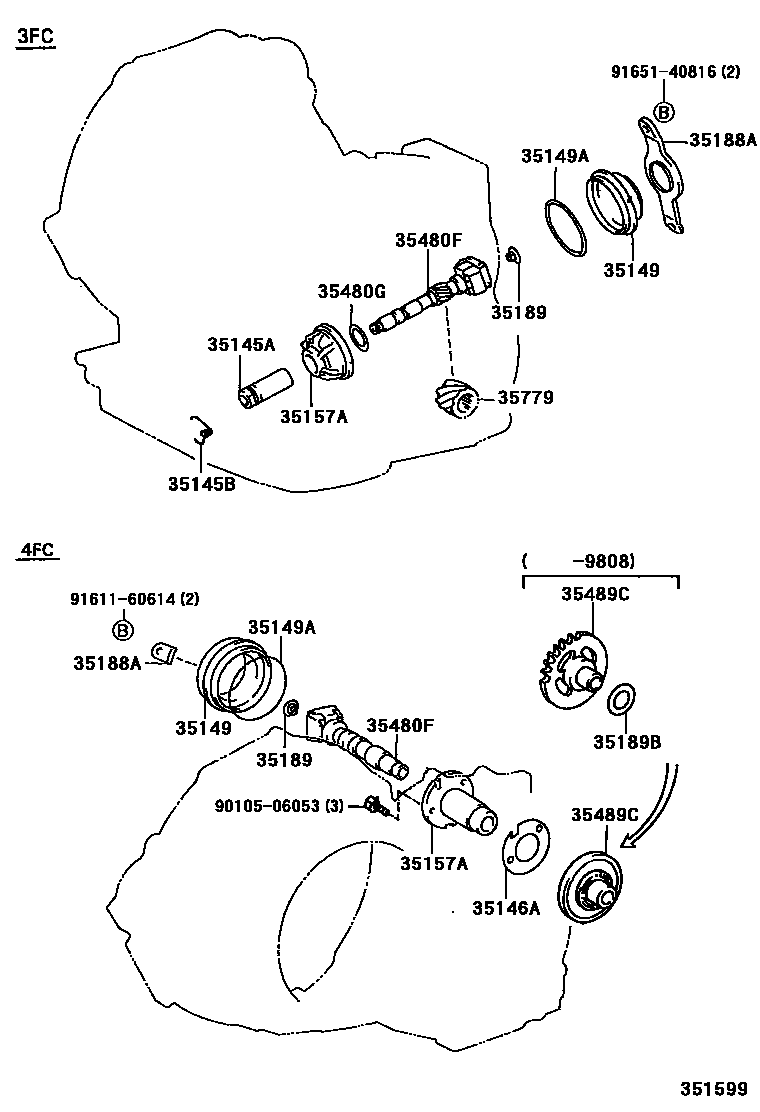 Toyota COROLLA 后油泵和调速器(ATM) EPC diagram — 351599