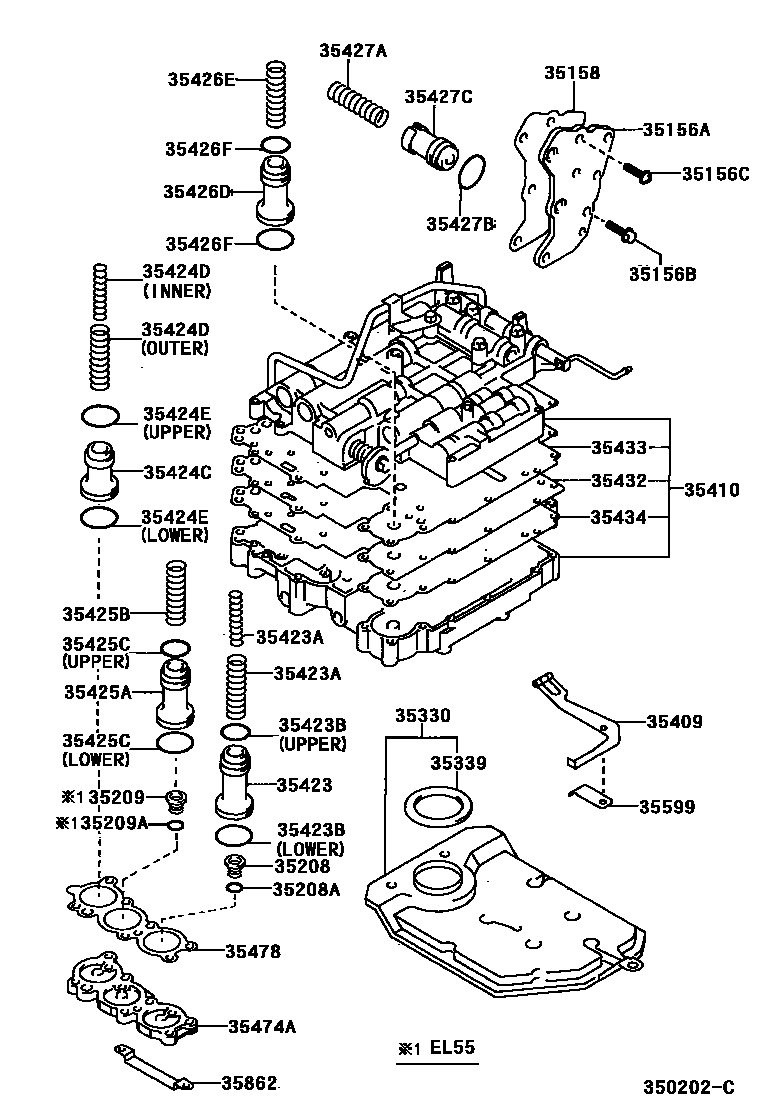 Toyota COROLLA 阀体和滤油网(ATM) EPC diagram — 350202C