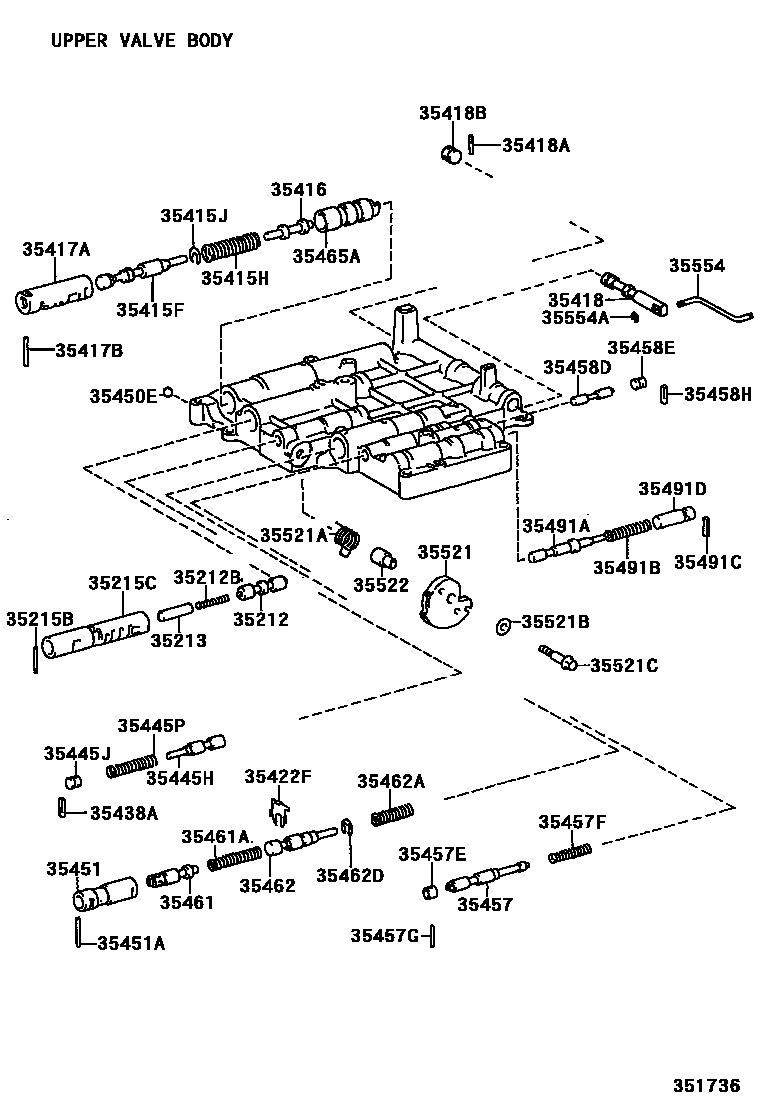 Toyota COROLLA 阀体和滤油网(ATM) EPC diagram — 351736