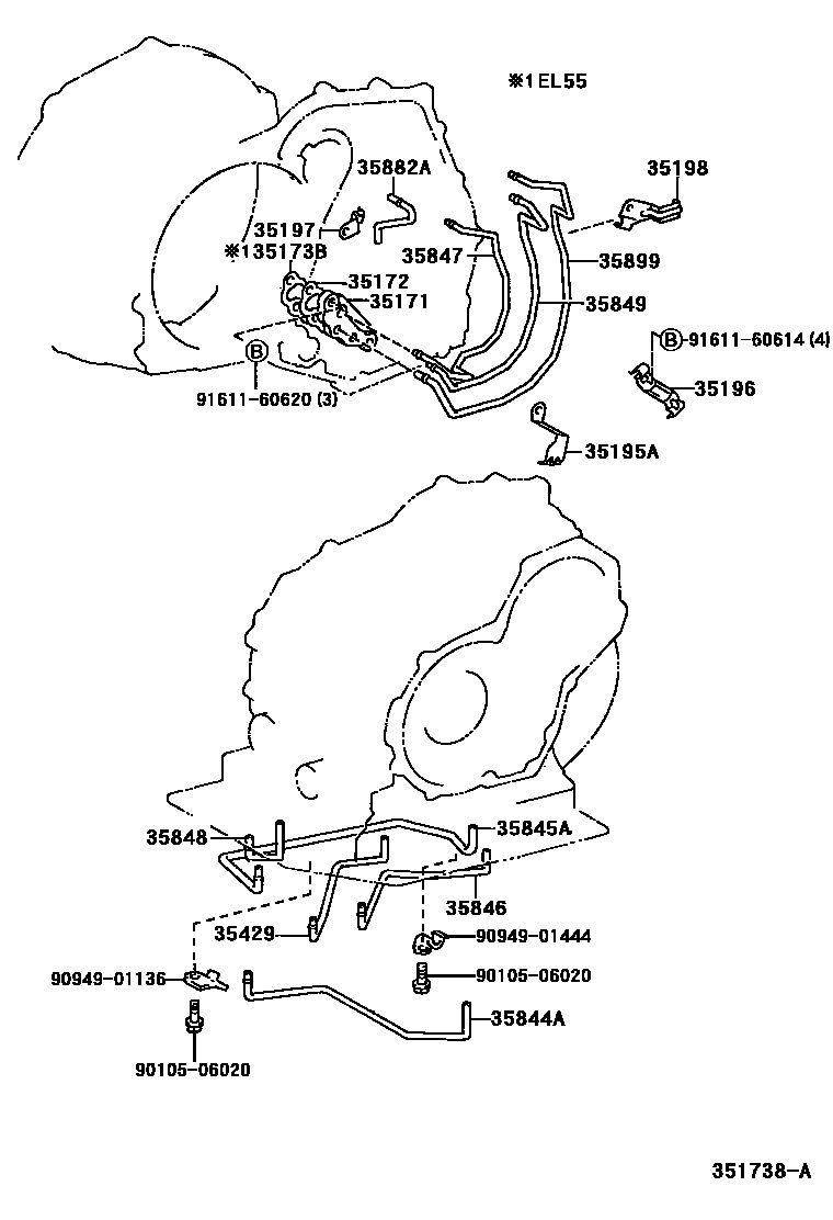 Toyota COROLLA 阀体和滤油网(ATM) EPC diagram — 351738A
