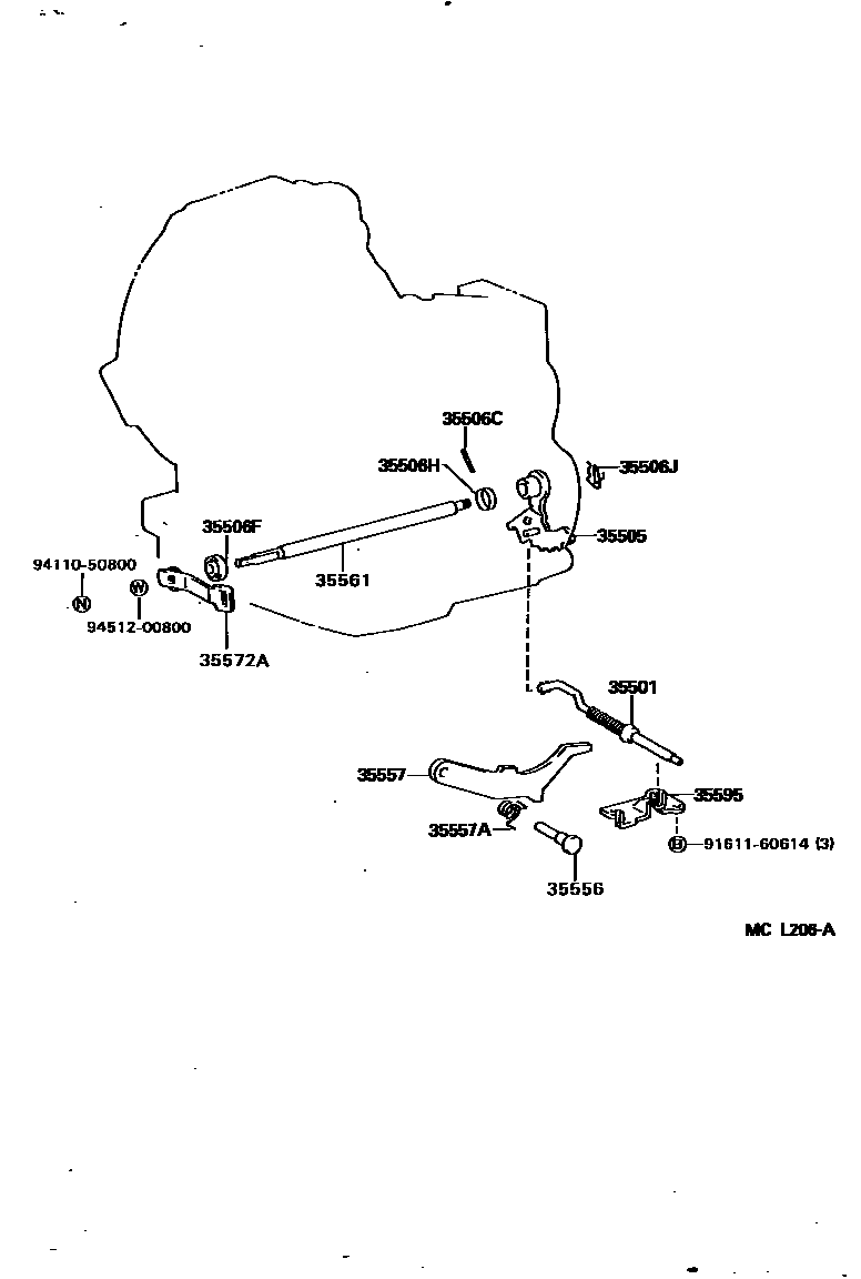Toyota COROLLA 节气阀连杆和阀杆(ATM) EPC diagram — MCL206A