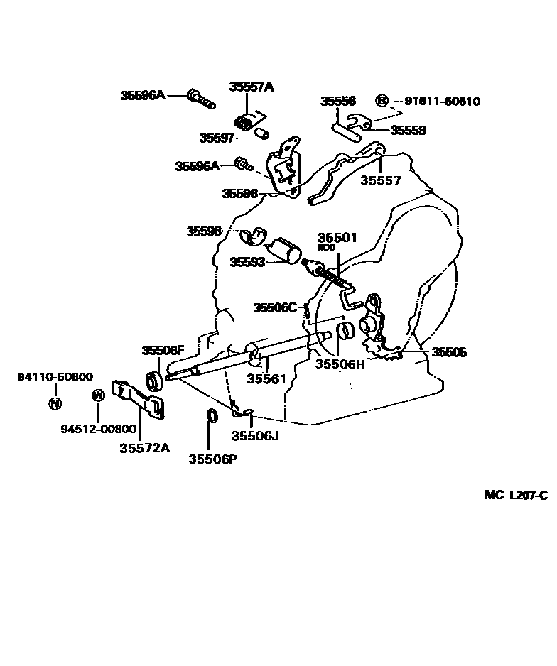Toyota COROLLA 节气阀连杆和阀杆(ATM) EPC diagram — MCL207C