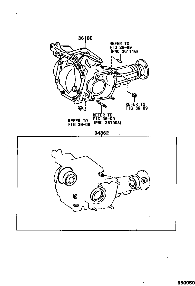 Toyota COROLLA Transfer Assembly & Gasket Kit EPC diagram — 360050