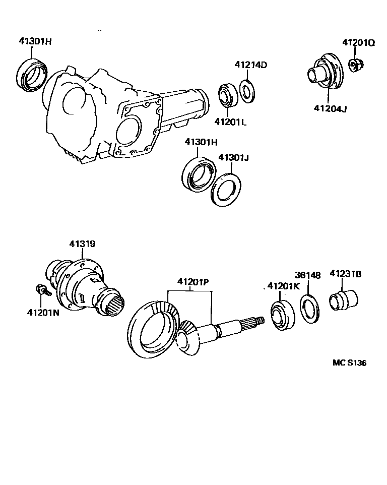 Toyota COROLLA Transfer Gear EPC diagram — MCS136