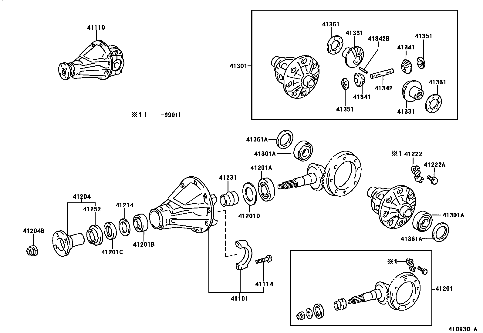 Toyota COROLLA 后桥壳和差速器 EPC diagram — 410930A