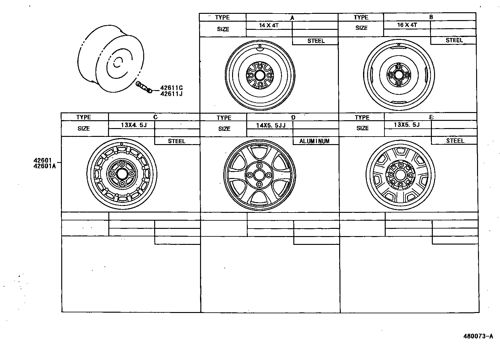 Toyota COROLLA 车轮和车轮盖 EPC diagram — 410073A