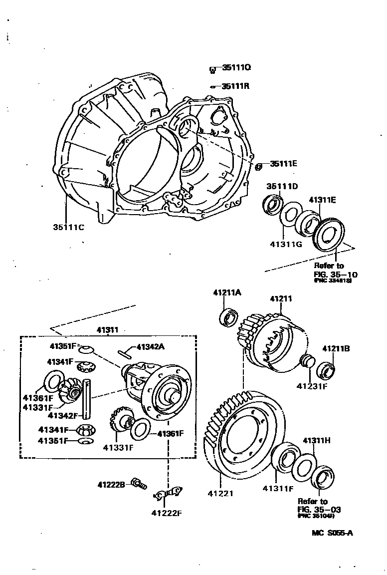 Toyota COROLLA 前桥壳和差速器 EPC diagram — MCS055A